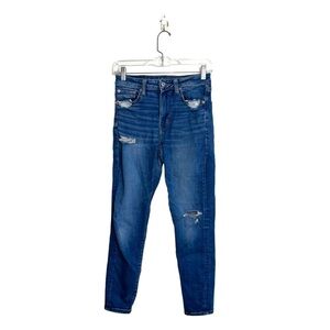 American Eagle High Rise Medium Wash Distressed Skinny Jeans 6 Short Women’s